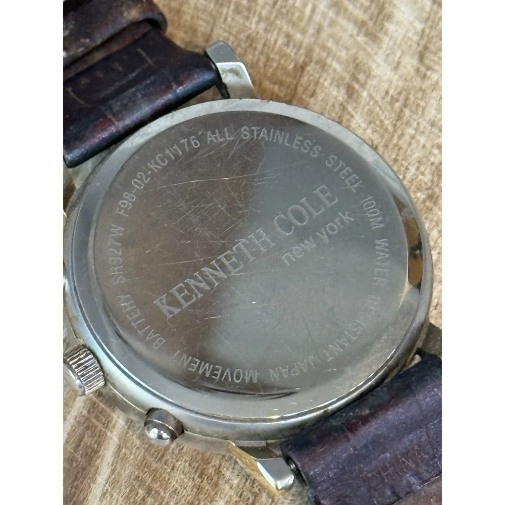 Kenneth Cole New York‎ Chronograph Watch Black Leather Strap Parts Repair